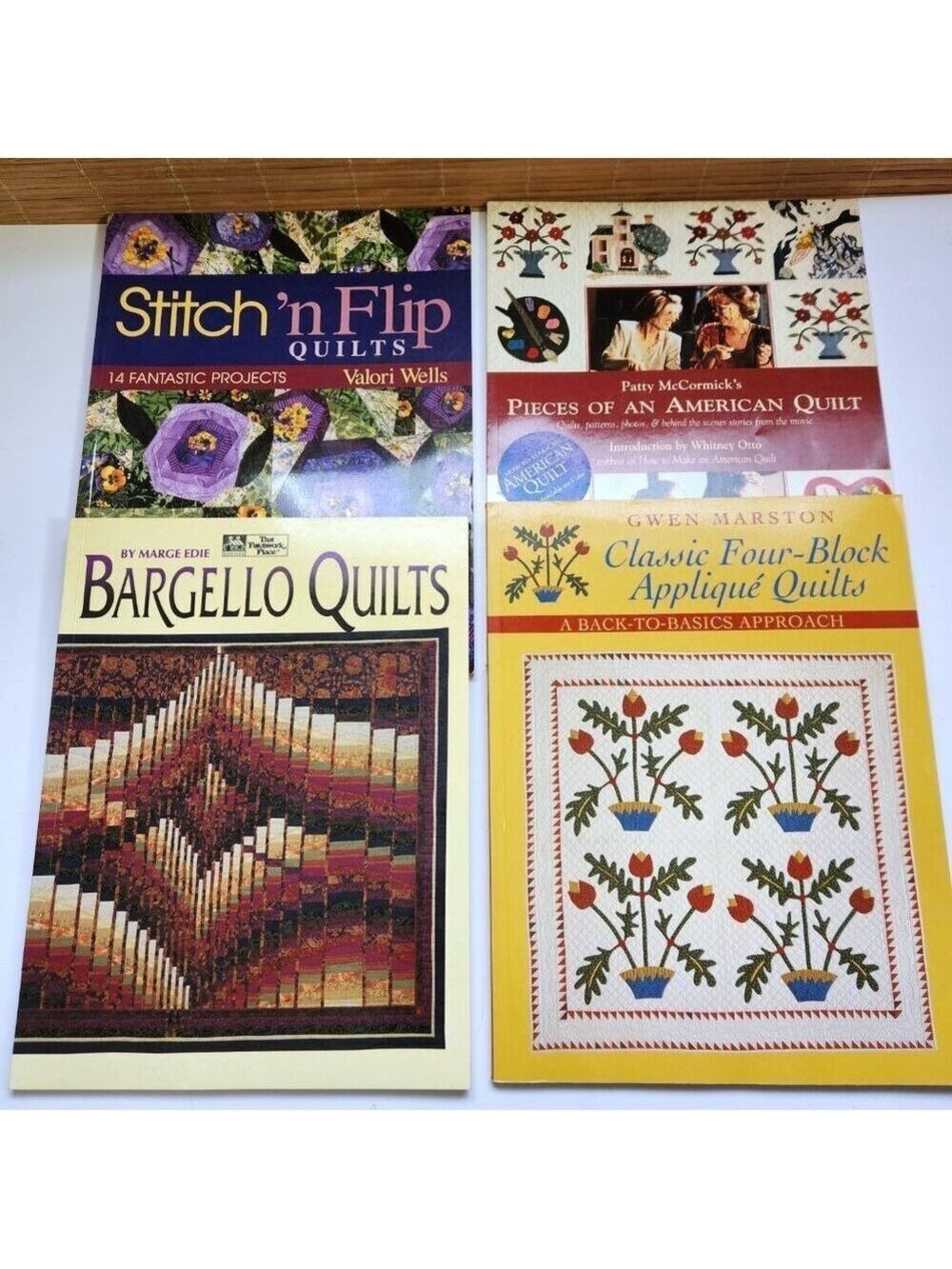 Quilt Books Lot of 4 Four Block Applique, Bargello, Stitch n Flip, American VTG